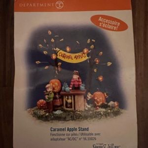 2 Retired Dept 56 Accessories “Weiner Roast” & “Caramel Apple Stand”
